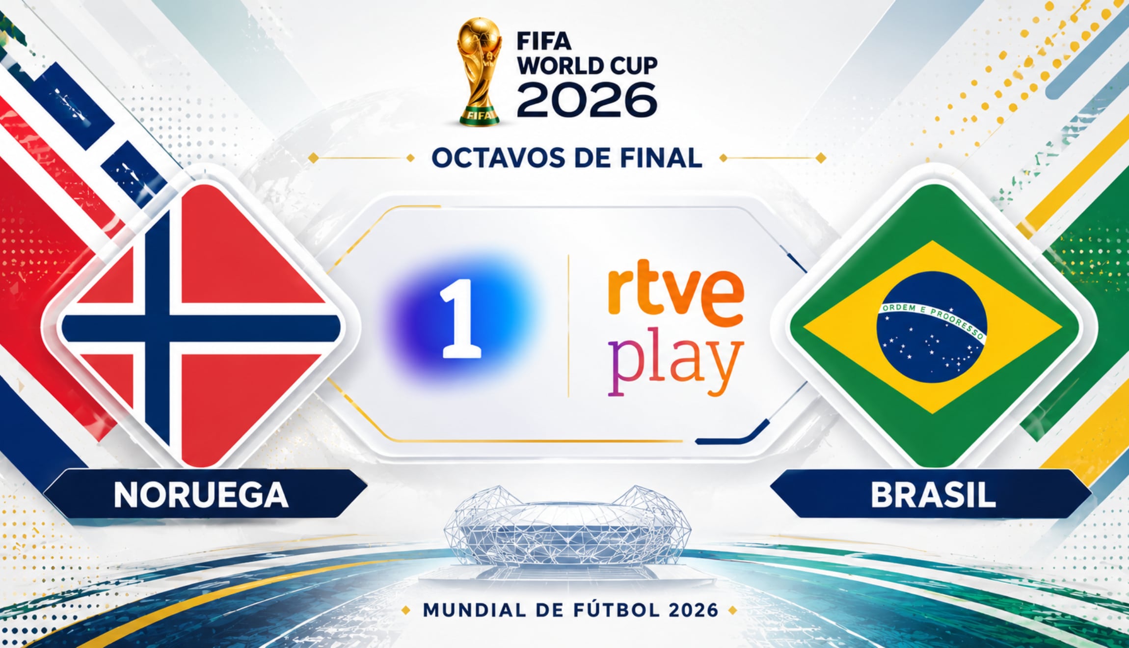La 1 HD y RTVE Play televisarán el partido de Noruega vs. Brasil en directo, este domingo 5 de julio, a partir de las 22:00 hora peninsular por los octavos de final del Mundial 2026. (Foto: Imagen creada por Gestión Mix utilizando la IA de Chat GPT)