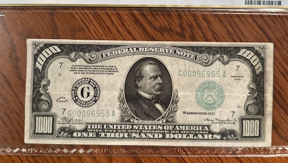 El último billete de 1,000 tenía en su diseño el retrato del expresidente Grover Cleveland (Foto: PCGS)