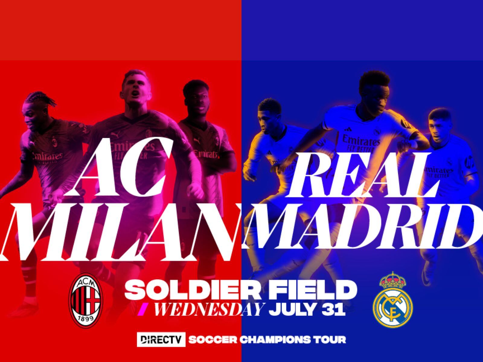 Encuentra aquí toda la información para ver el emocionante duelo entre el Real Madrid y el AC Milan. Horarios, canales de TV y streaming, ¡todo lo que necesitas para disfrutar del partido amistoso! | Crédito: soldierfield.com