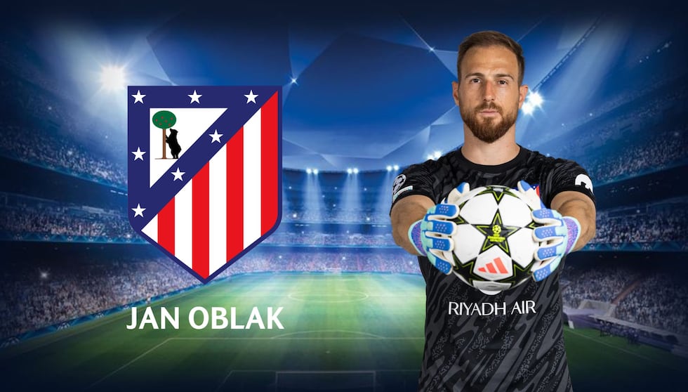 Jan Oblak, arquero del Atlético de Madrid. | Crédito: UEFA / Composición Mix