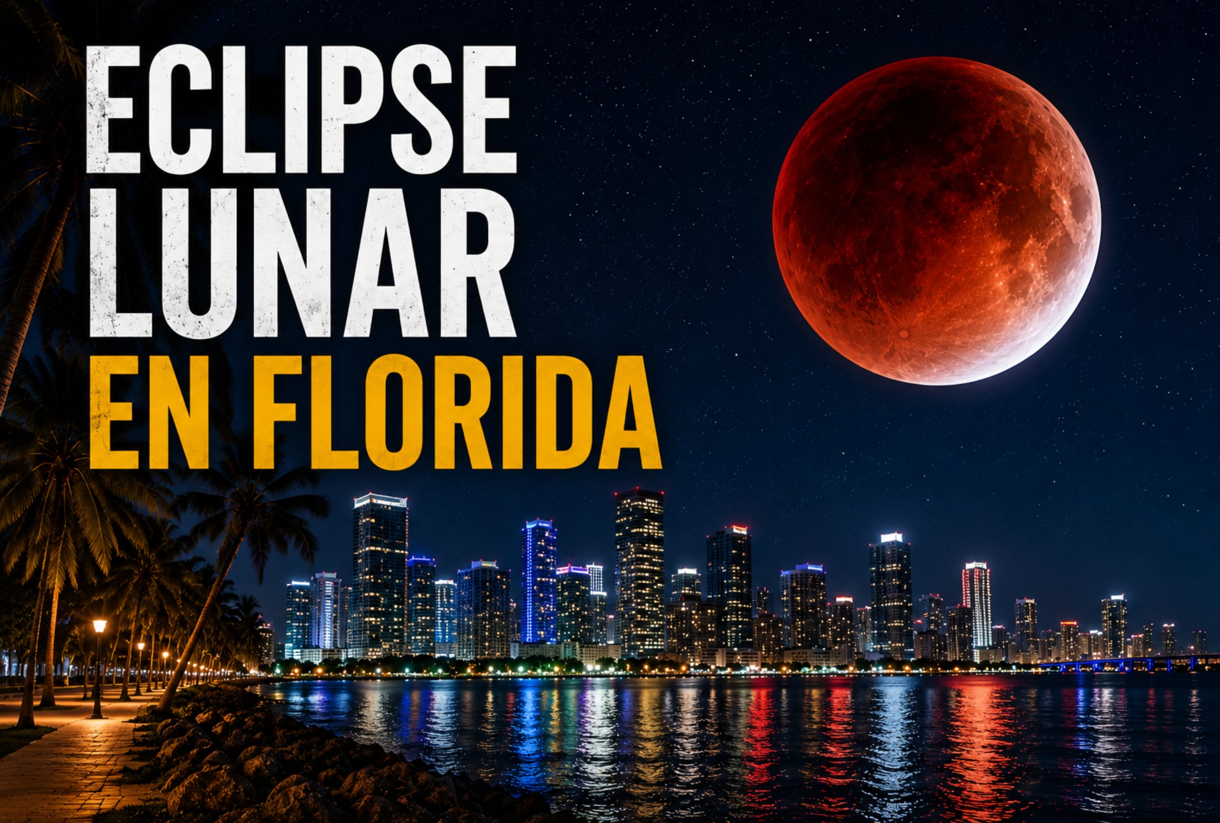 MIAMI, FLORIDA (ESTADOS UNIDOS), 27/08/2026.- ¿Dónde ver el eclipse lunar en Florida? Conoce el horario exacto, la actividad confirmada en Boca Raton y las mejores zonas para observarlo. FOTO DE NOÉ YACTAYO