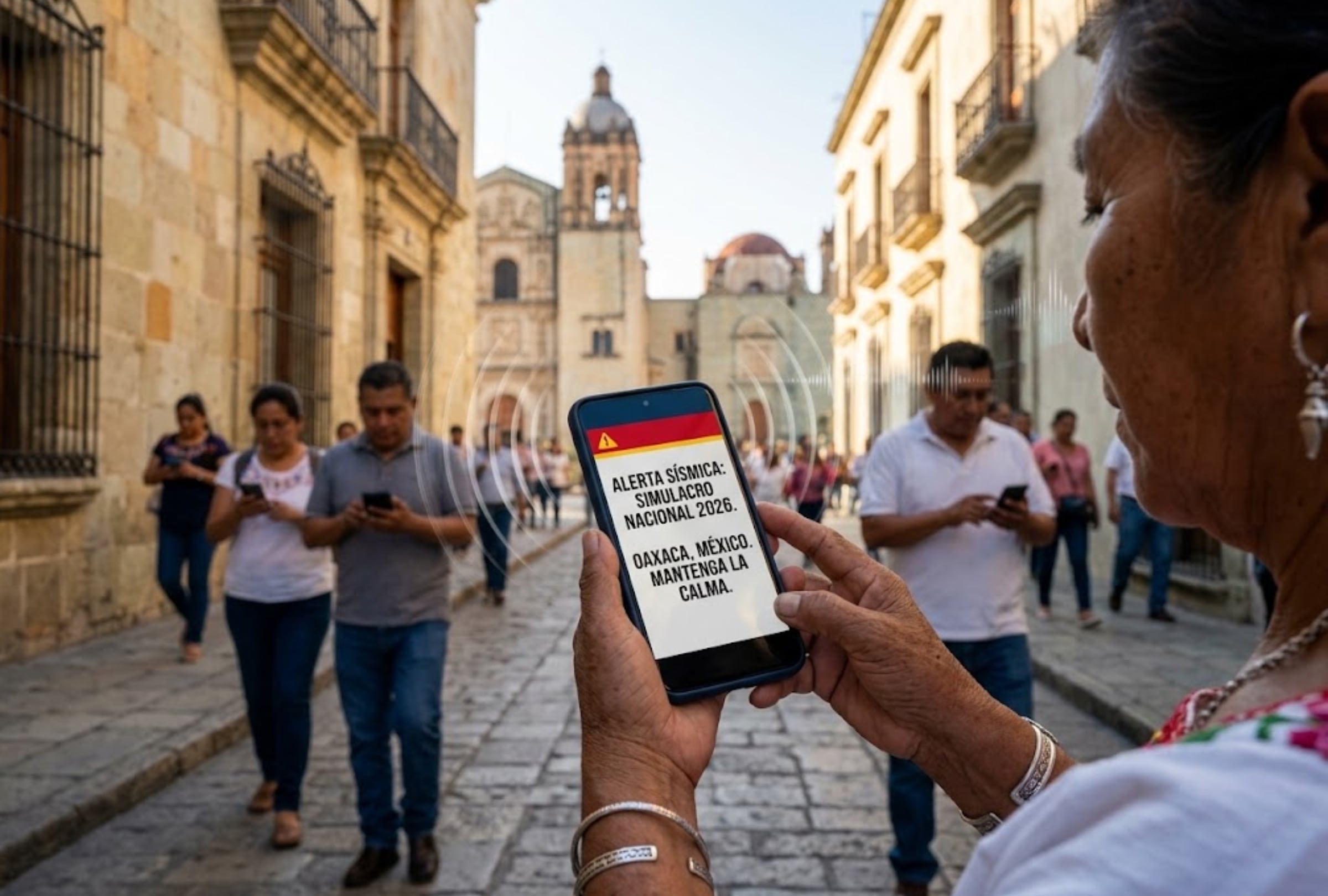 OAXACA, JUÁREZ (MÉXICO), 19/09/2026. ¿A qué hora sonará la alerta sísmica hoy? Revisa la información oficial del Segundo Simulacro Nacional del 19 de septiembre y el mensaje en celulares. FOTO: Imagen creada por la IA de Gemini para MIX de Gestión.