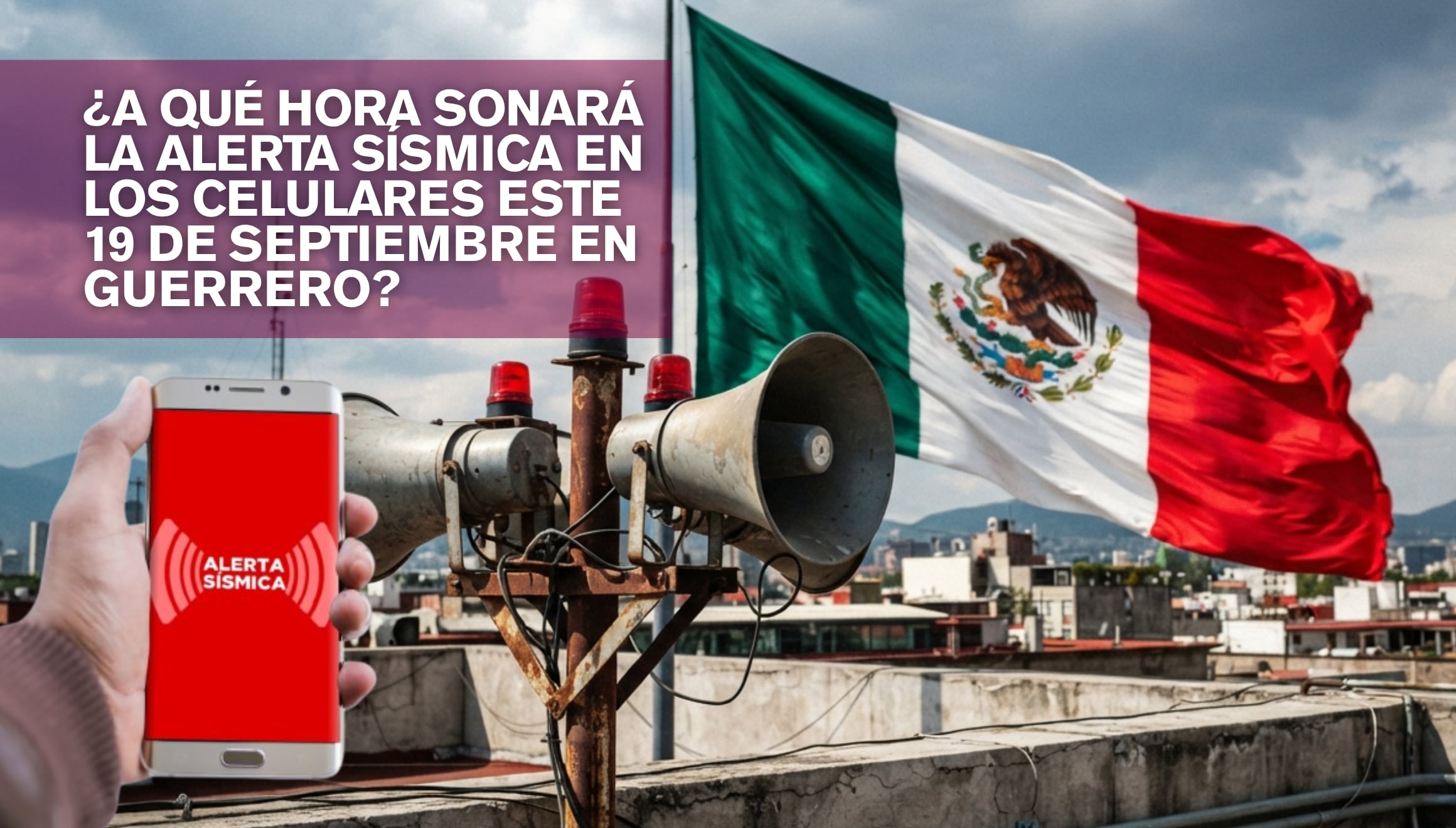 Pantalla de un smartphone recibiendo la notificación oficial de prueba sísmica. En el estado de Guerrero se activará el protocolo de alerta temprana a través de telefonía celular este 19 de septiembre. | Imagen referencial creada por Gestión Mix utilizando la IA de Gemini / Composición GEC