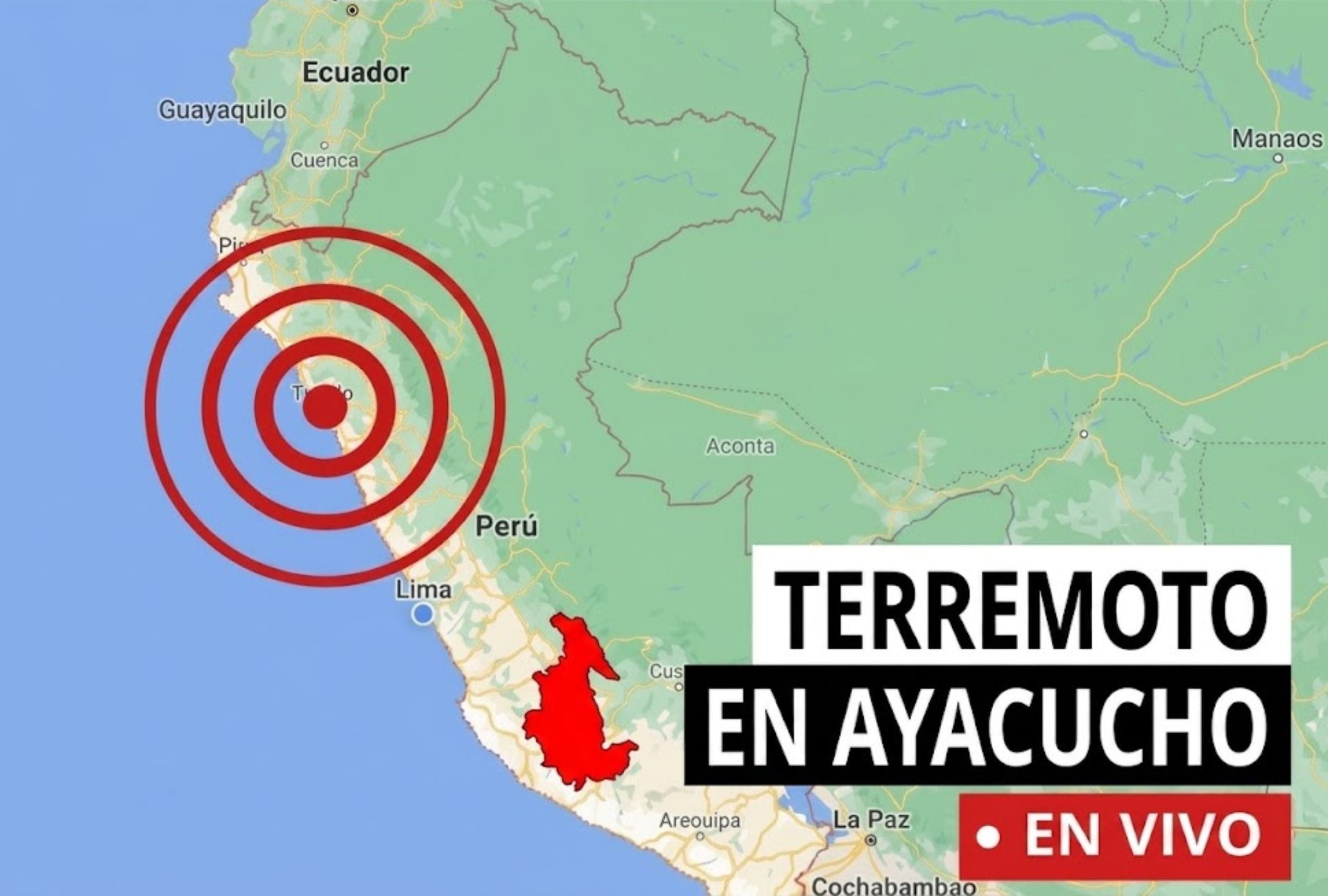Un sismo de magnitud 7.2 se registró este jueves 20 de agosto de 2026 a las 13:00:16 horas, en Coracora, Ayacucho según el reporte sísmico Instituto Geofísico del Perú (IGP). (Foto: Composición Gestión Mix)