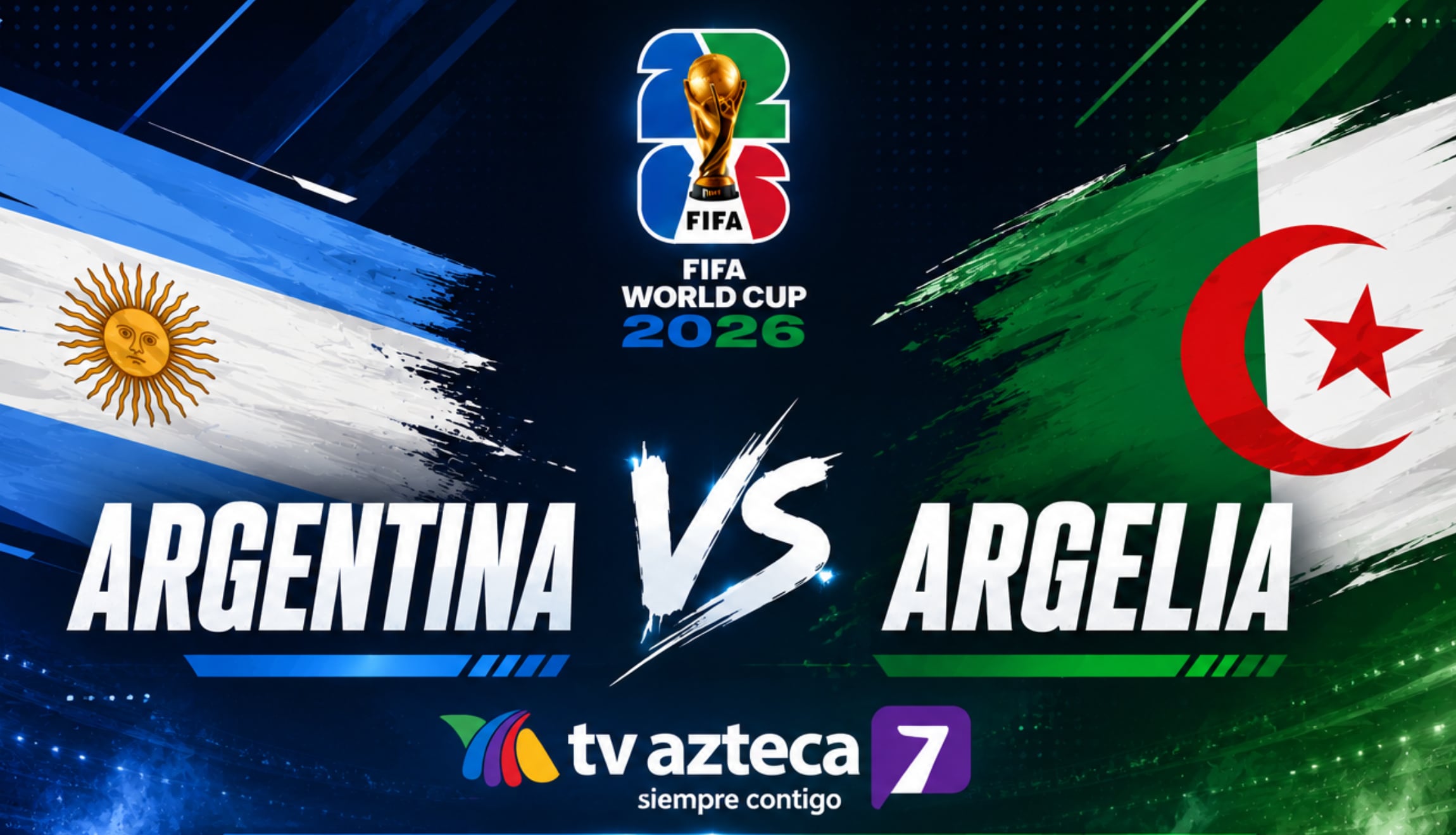 Señal de TV Azteca 7 EN VIVO para seguir la transmisión de Argentina vs. Argelia en señal abierta de México, este martes 16 de junio, desde el Estadio Kansas City. (Foto: Imagen creada por Gestión Mix utilizando la IA de Chat GPT)