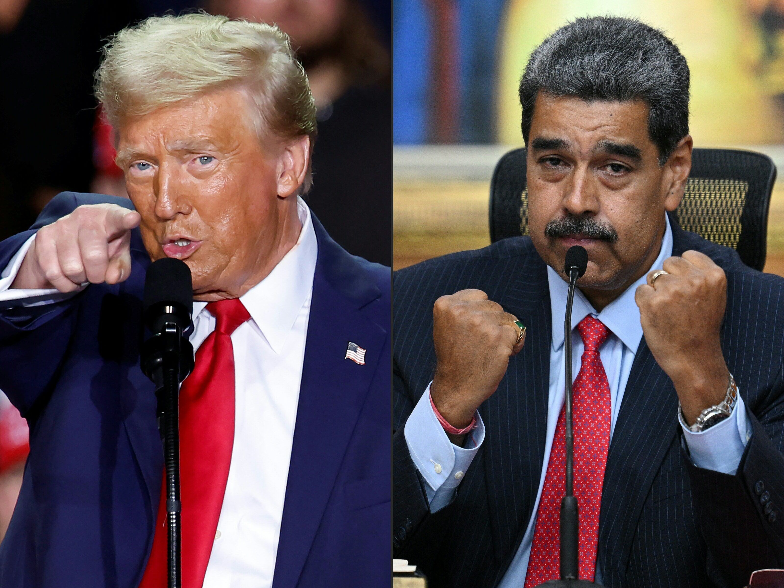 El gobierno de Donald Trump ofrece 50 millones de dólares por la captura de Nicolás Maduro. (KAMIL KRZACZYNSKI y Federico PARRA / AFP).