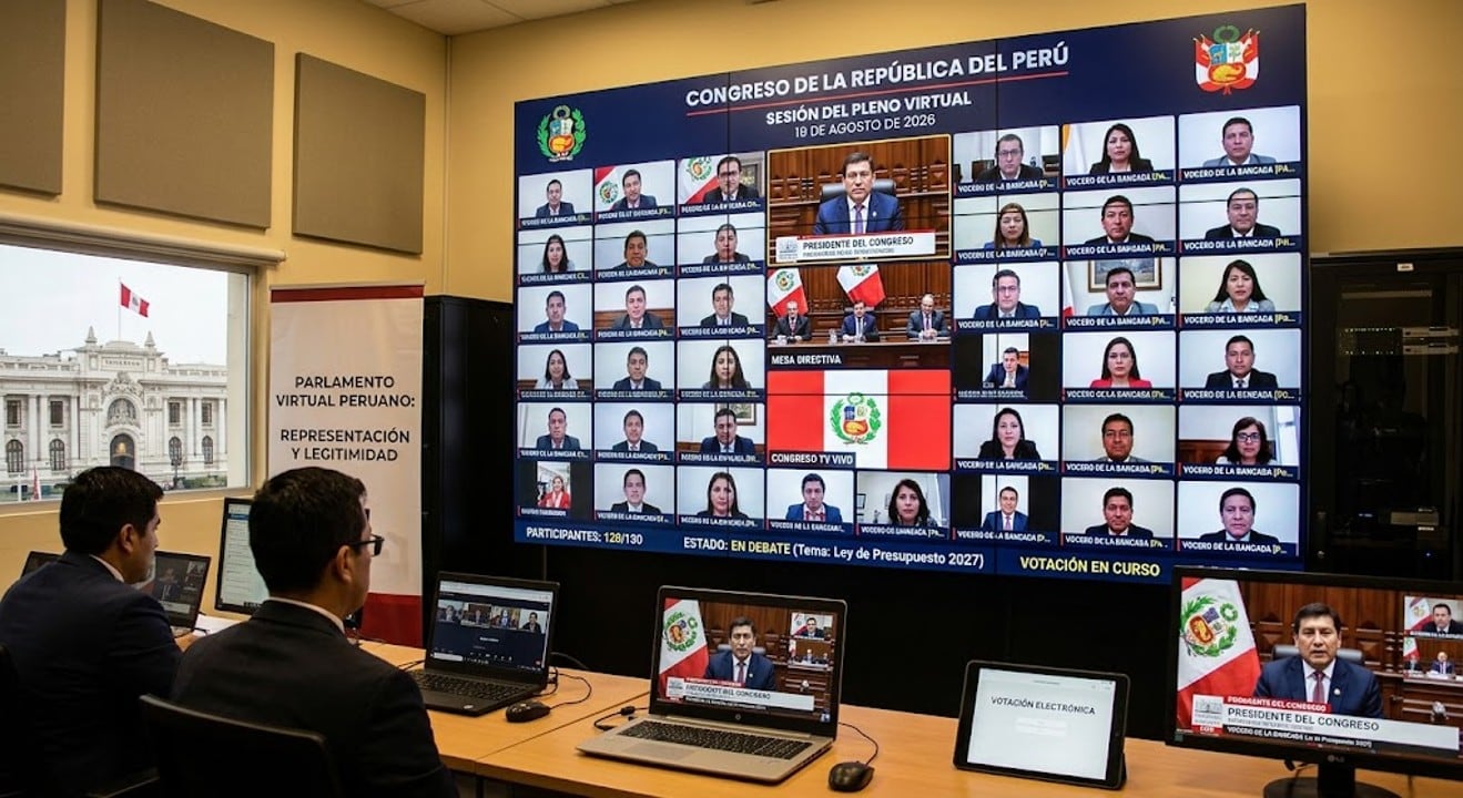 Congreso virtual: ¿Un riesgo para la estabilidad económica y fiscalización legislativa? Foto: IA/Generado con Gemini
