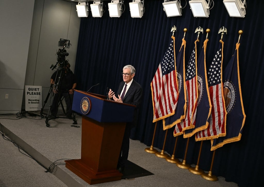 El presidente de la Reserva Federal de Estados Unidos, Jerome Powell, habla durante una conferencia de prensa tras la reunión del Comité Federal de Mercado Abierto en el edificio de la Junta de la Reserva Federal en Washington, D.C., el 18 de marzo de 2026. (Foto de Brendan SMIALOWSKI / AFP)