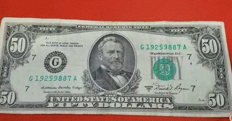 Ulysses Grant en el billete de 50 dólares (Foto: Beto coin/YouTube)