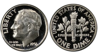 ¿Cuánto vale la moneda de 10 centavos Roosevelt de 1956?