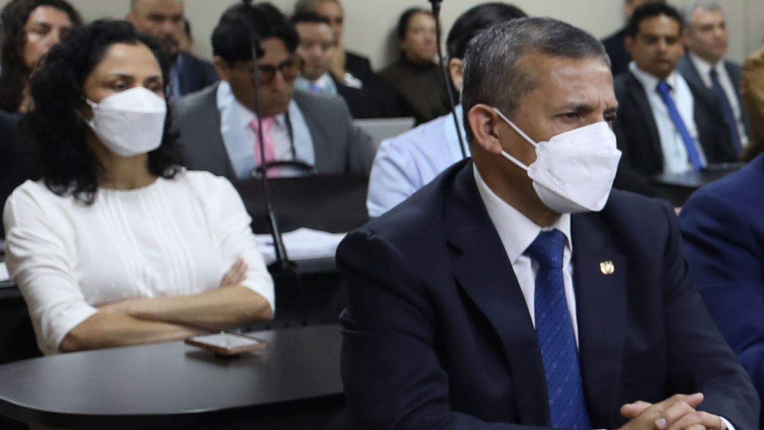 Los acusados Nadine Heredia y Ollanta Humala en la audiencia del juicio.