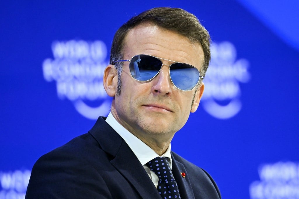 El presidente de Francia, Emmanuel Macron, durante la reunión anual del Foro Económico Mundial (FEM) en Davos, el 20 de enero de 2026. El Foro Económico Mundial se celebra en Davos del 19 al 23 de enero de 2026. (Foto: Fabrice COFFRINI / AFP)