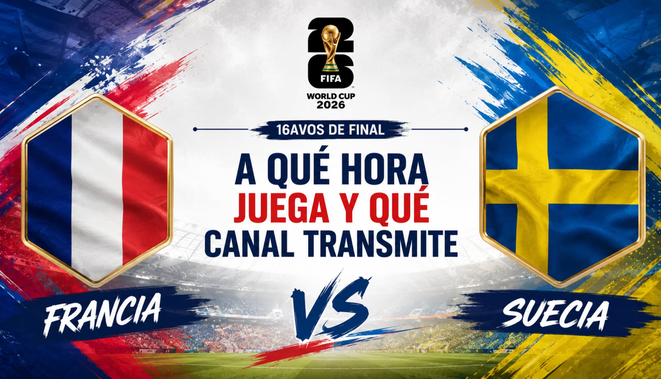 Conoce los horarios y canales para ver el partido Francia vs. Suecia en vivo y en directo, por los 16avos de final del Mundial de Fútbol 2026, este martes 30 de junio, desde el MetLife Stadium de New Jersey. (Foto: Imagen creada por Depor utilizando la IA de Chat GPT)