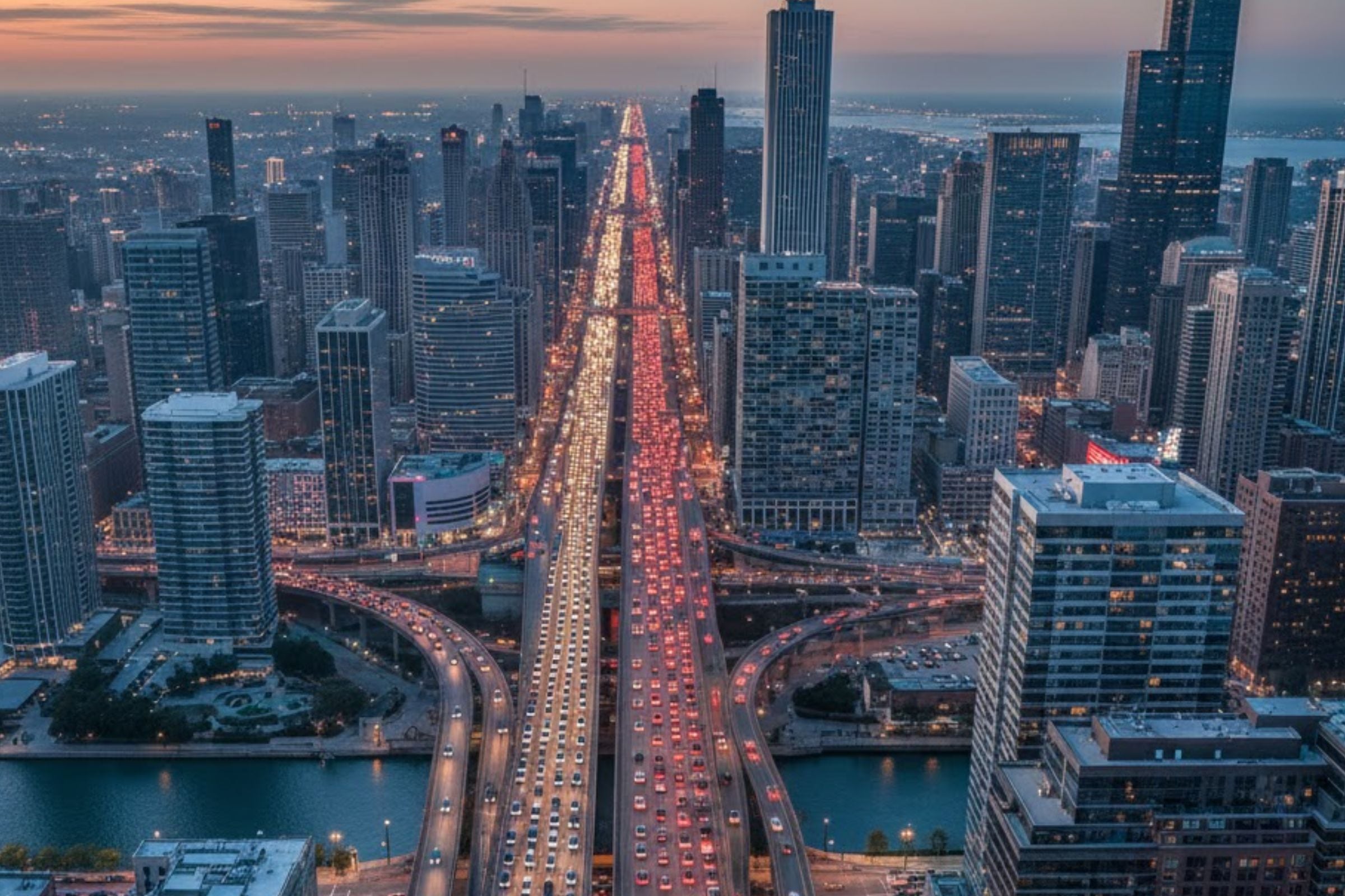 En este 2025, Chicago se ha posicionado como la ciudad con mayor registro de tráfico cada día. (Crédito: Imagen creada por El Comercio MAG usando la IA de 'Gemini')