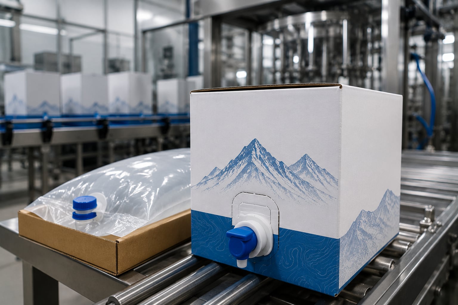La propuesta contempla la implementación de una línea de envasado bajo el formato bag in box (BIB). (Foto: generada con inteligencia artificial)
