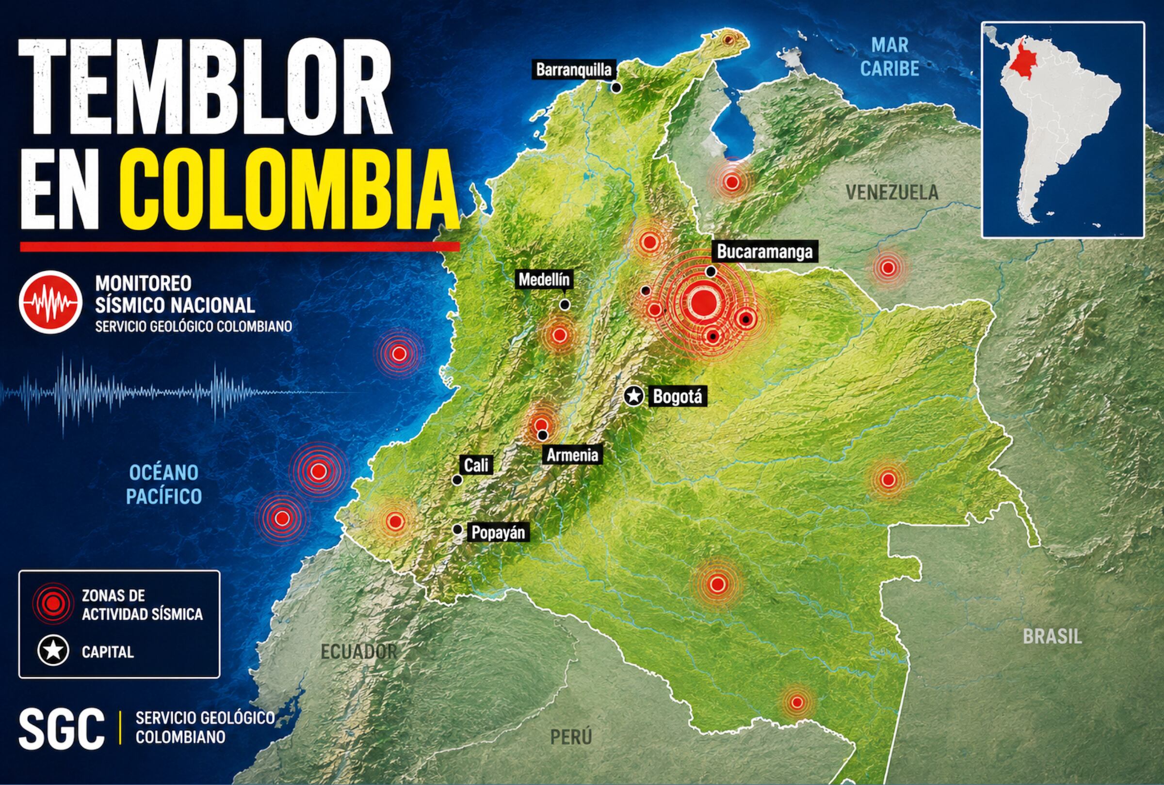 BOGOTÁ (COLOMBIA), 17/08/2026.- Te compartimos los datos sobre dónde y a qué hora fueron registrados los últimos temblores en Colombia este lunes 17 de agosto, así como su magnitud, profundidad y epicentro, según el reporte del Servicio Geológico Colombiano (SGC). FOTO DE NOÉ YACTAYO CON DATOS DEL SGC DE COLOMBIA