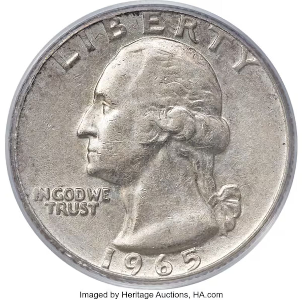 La moneda de 25 centavos de 1965 que vale hasta US$1,000 (Foto: Heritage Auctions, HA.com)