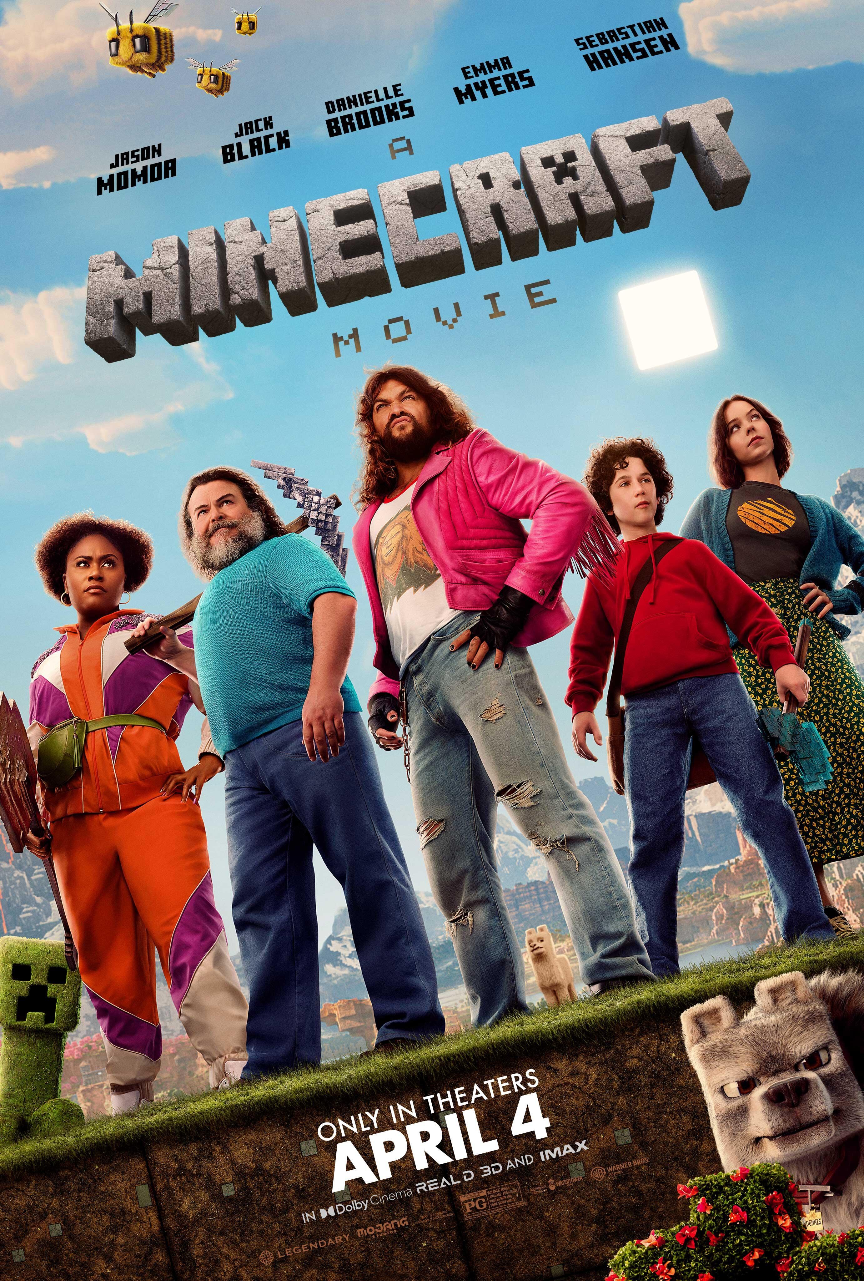 El póster de "Una película de Minecraft", cinta del director Jared Hess que se desarrolla a lo largo de 101 minutos de metraje (Foto: Warner Bros.)