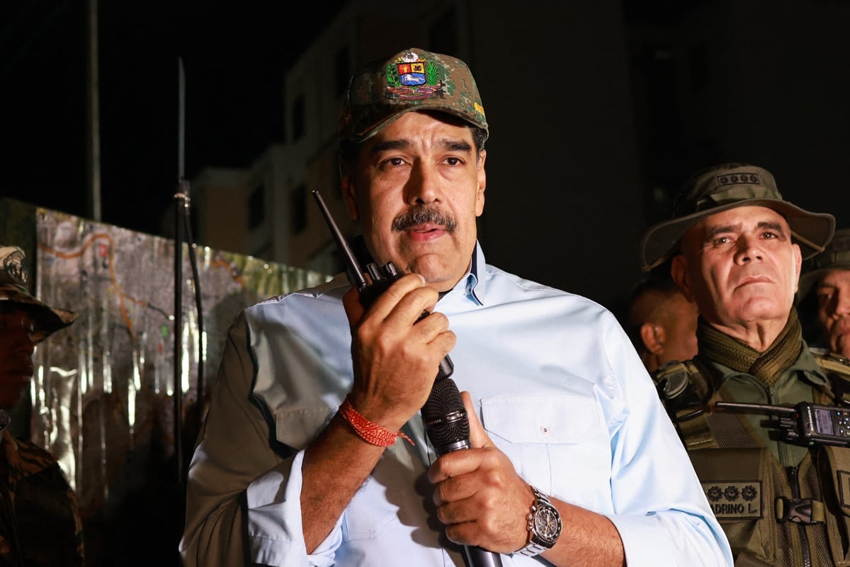 Maduro insiste en que la movilización estadounidense es un plan para forzar un "cambio de régimen". Foto: Marcelo Garcia / Presidencia de Venezuela / AFP.