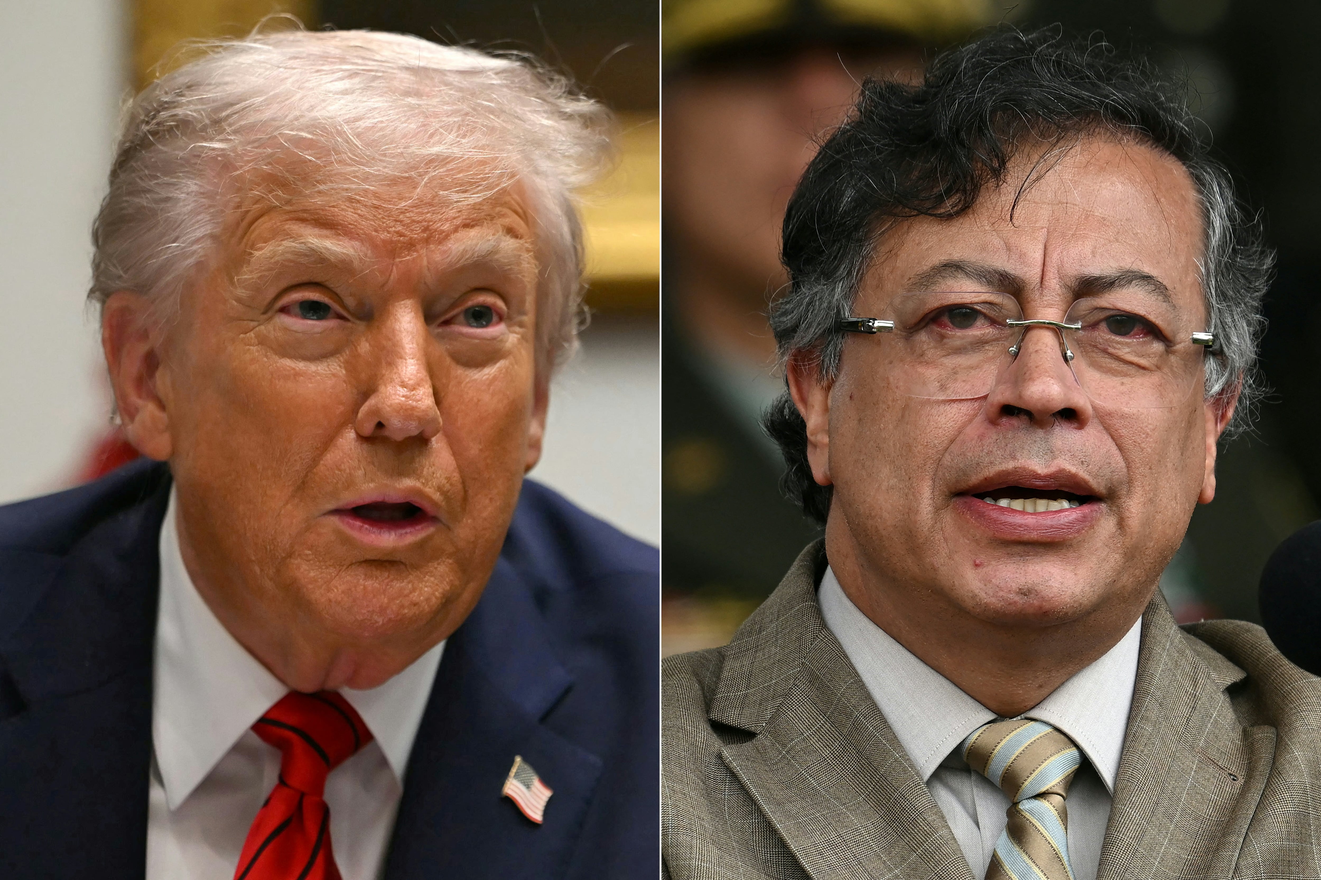 El presidente estadounidense Donald Trump (izq.) y el presidente de Colombia Gustavo Petro. (Fotos de ANDREW CABALLERO-REYNOLDS y Raúl ARBOLEDA / AFP).