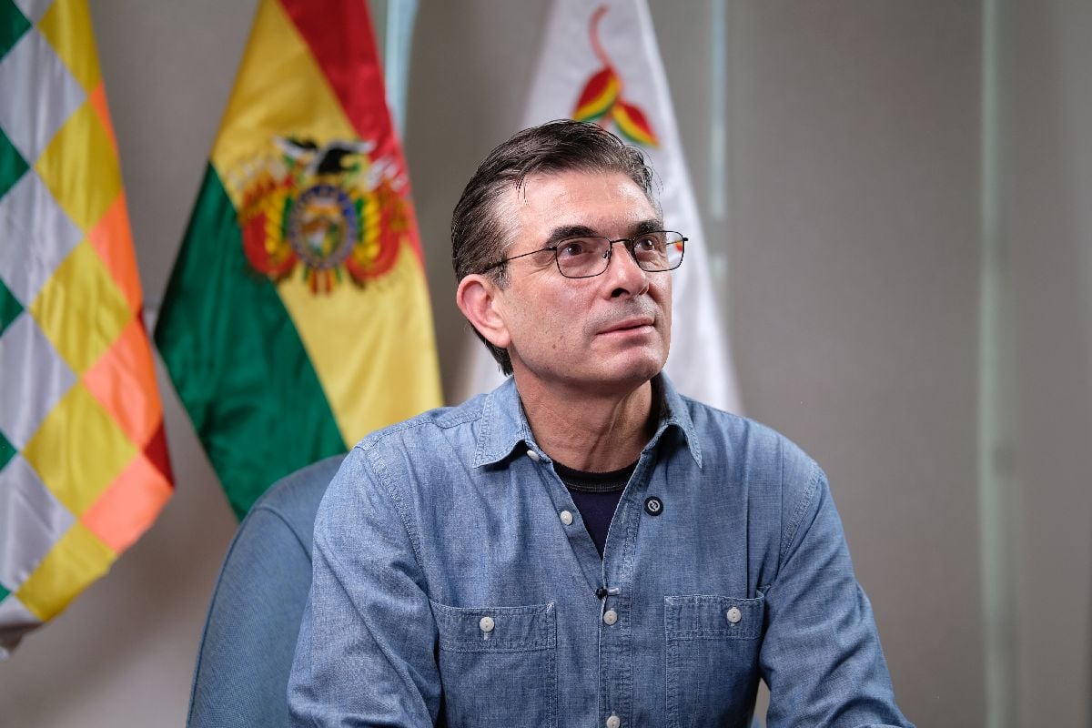 Rodrigo Paz durante una entrevista con Bloomberg Television en La Paz en mayo.