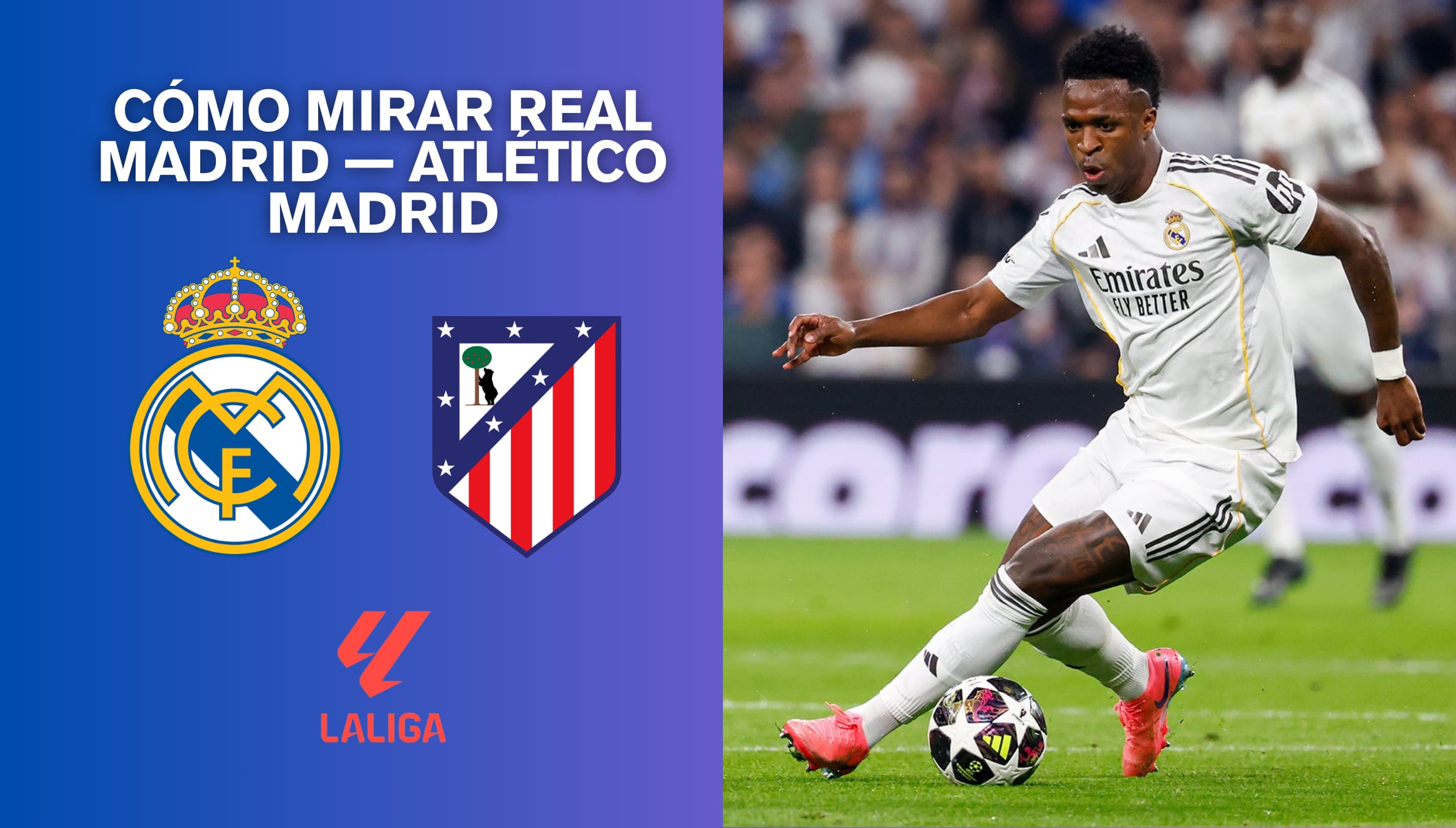 ¿Buscas ver el derbi gratis? Te decimos cómo mirar el Real Madrid vs. Atlético Madrid en vivo por canales de TV online. Consulta horarios y transmisiones en directo para vibrar con el clásico de Madrid hoy mismo. | Crédito: Real Madrid C.F. / Facebook / Composición Gestión Mix