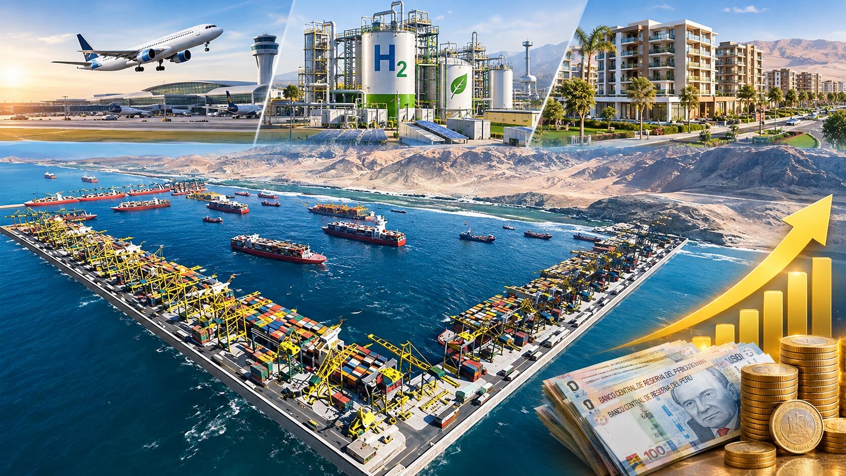 El acuerdo incorpora formalmente a Corío a la cartera de Asociaciones Público-Privadas (APP) de ProInversión, pero tener un operador portuario más en Perú no es la única oportunidad contemplada en torno al terminal. | Fotocomposición: ChatGPT, Alessandro Azurín, Diario Gestión.