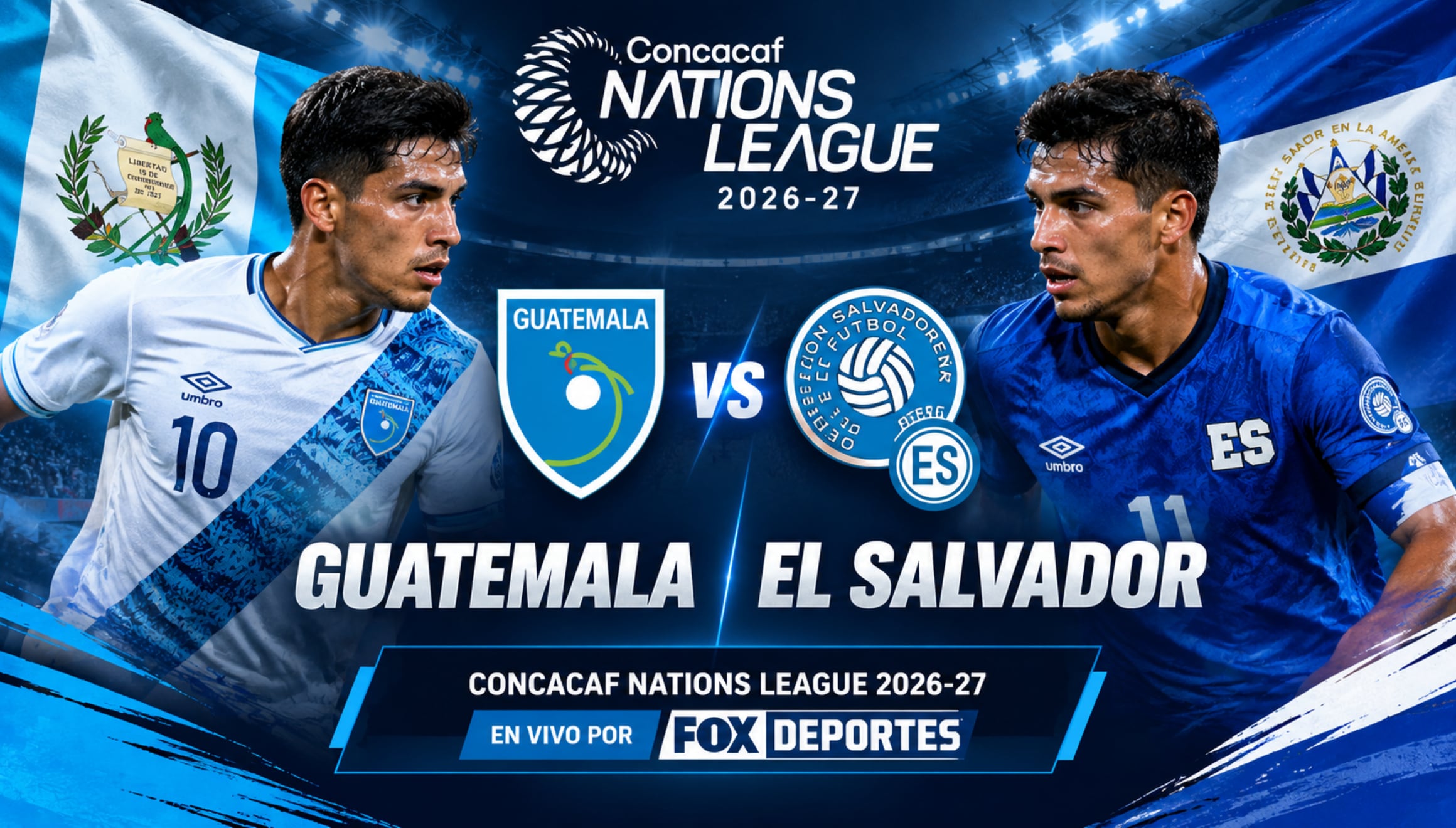 Transmisión de FOX Deportes en vivo y plataformas digitales del clásico centroamericano Guatemala vs. El Salvador por la Concacaf Nations League 2026. | Imagen referencial creada por Gestión Mix utilizando la IA de Gemini / Composición GEC