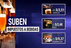 ¿En cuánto asciende el impuesto a la cerveza, pisco y cigarrillos?