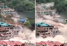 Deslizamiento de tierra arrasa con edificios en construcción en India