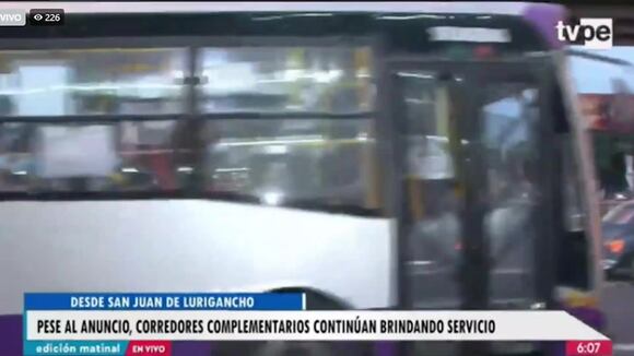 Corredores complementarios continúan brindando servicio