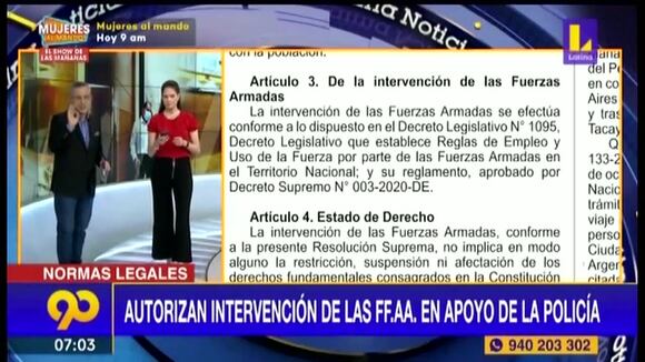 Fuerzas Armadas apoyarán a la Policía Nacional a mantener seguridad en Lima y Callao