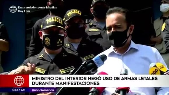 Ministro del Interior negó el uso de armas letales durante las protestas