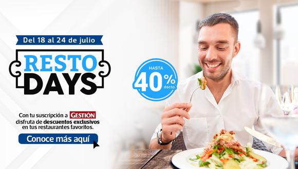 Si eres suscriptor de Gestión aprovecha la campaña Resto Days con promociones que traen descuentos de hasta 40% en algunos de los mejores restaurantes de Lima y que estarán vigentes hasta el 24 de julio.