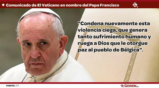 "Condena nuevamente esta violencia ciega, que genera tanto sufrimiento humano y ruega a Dios que le otorgue paz al pueblo de Bélgica". Comunicado de El Vaticano en nombre del Papa Francisco. (Foto: AFP)