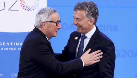 La máxima prioridad de la UE es llegar a un acuerdo con el Mercosur. En la imagen, el presidente de la Comisión Europea, Jean-Claude Juncker, junto a Mauricio Macri, presidente pro tempore del Mercosur. (EFE)