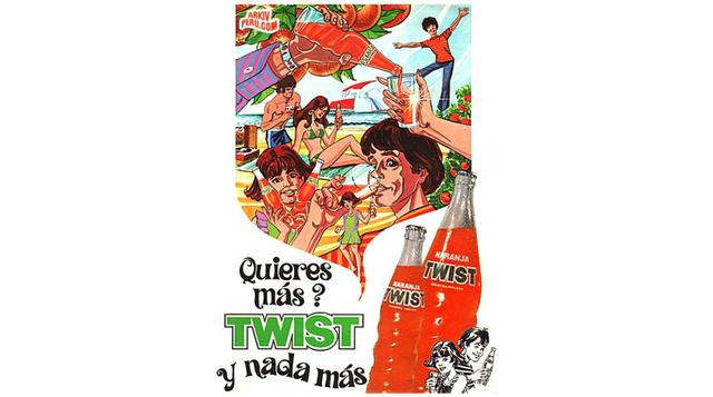 Twist fue una marca de gaseosas de naranja que pegó con fuerza en los sesentas. Lamentablemente, esta bebida tuvo poca vigencia. Sin embargo, fue relanzada en los noventas, pero sin el mismo éxito. (Foto: arkivperu.com)