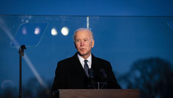 Joe Biden durante un discurso en el Lincoln Memorial Reflecting Pool. FOTO: Al Drago/Bloomberg