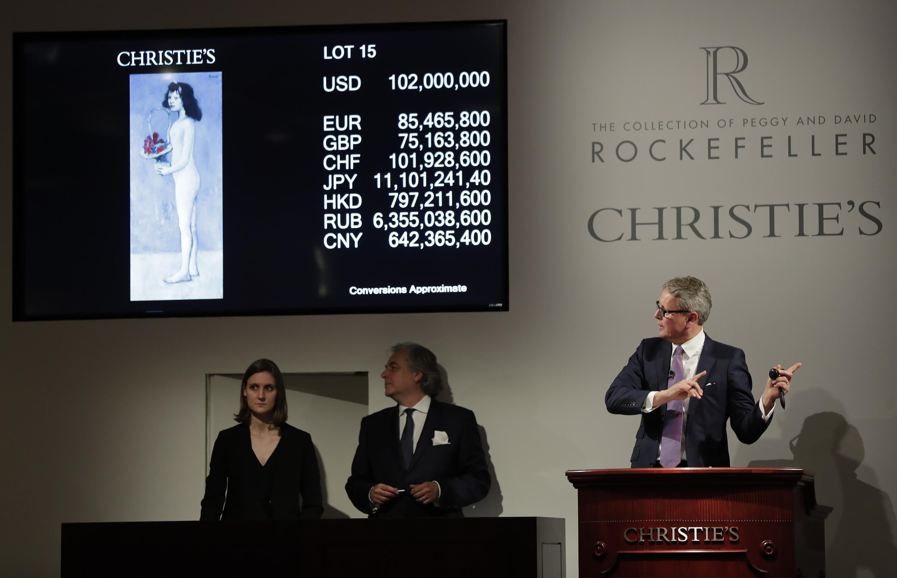 Subasta obras de David Rockefeller en Christie's de Nueva York. (Foto: AP)