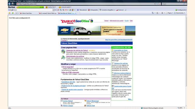 Geocities. Impulsó el concepto de comunidades online creados por usuarios. Este sitio fue uno de los emblemáticos de la red basándose en texto e imágenes. En el 2009 llegó a su fin luego de 15 años de existencia