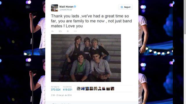 El tercer y cuarto lugar pertenecen a One Direction. los mensajes de Harry Styles y Niall Horan por el cuarto aniversario de la banda superaron por separado los 360 mil ‘retuits’.