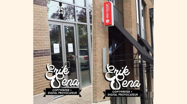 Erik Sena utilizó los geofiltros bajo demanda de Snapchat para resaltar ante los ojos de los empleadores. Después de ver cómo los magnates de la moda usaban geofiltros para hacer propaganda a nivel local, Sena decidió crear ‘geofilters’ con su marca perso