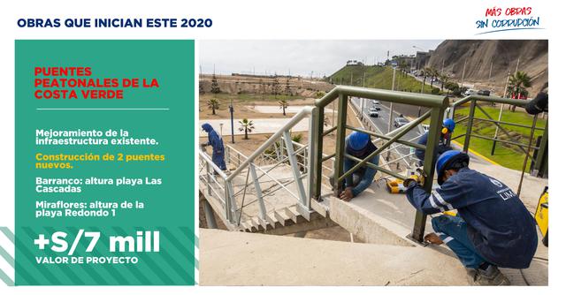 FOTO 5 | Obras 2020: Puentes peatonales de la Costa Verde.