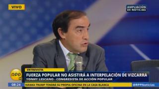 Acción Popular pide dejar sin efecto la sesión de interpelación de Vizcarra del jueves