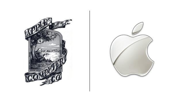 Apple. El primer logotipo de Apple fue diseñado por primera vez en 1976 por Ronald Wayne. El borde alrededor de la imagen dice: "Newton… Una mente siempre viajando a través de extraños mares del pensamiento… sola". El logotipo plateado es el más