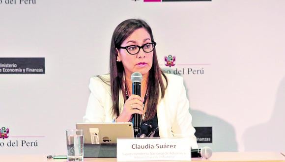 Claudia Suárez. Fue superintendenta de la Sunat desde el  28 de diciembre del 2018, cuando fue designada por el MEF. (Foto: GEC)