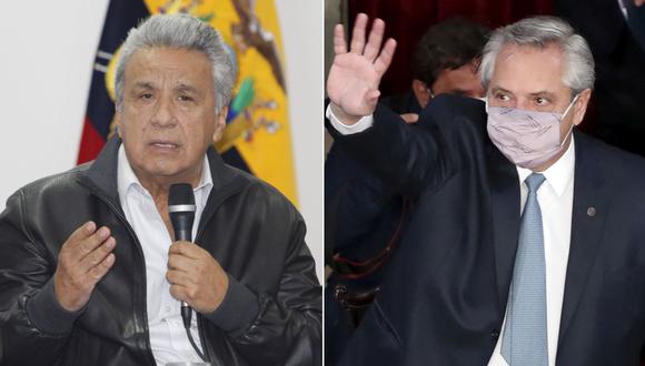Lenín Moreno, presidente de Ecuador, y Alberto Fernández, mandatario argentino. (Foto: EFE/AFP)