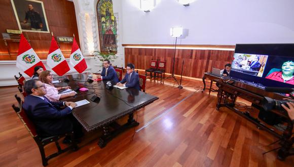 La presidenta de Somos Perú, Patricia Li participó de manera virtual a  la ronda de diálogo con los partidos políticos. Foto: Presidencia.