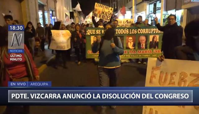 Arequipa, Apurímac y otras ciudades registran marchas ciudadanas tras, disolución del Congreso. (Imagen: Canal N/TV Perú)