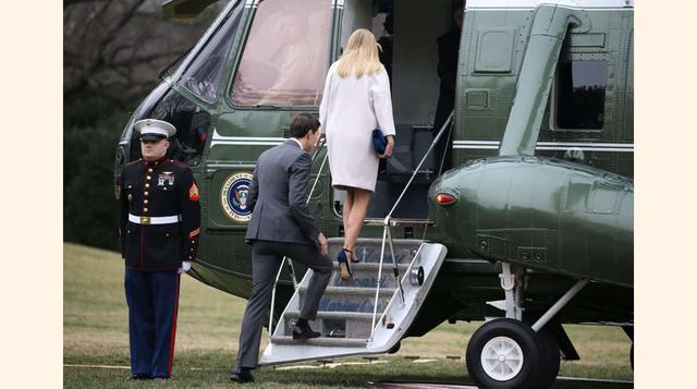 Jared Kushner e Ivanka Trump subiendo al Marine One en la Casa Blanca, el 10 de febrero. (Foto: msn)